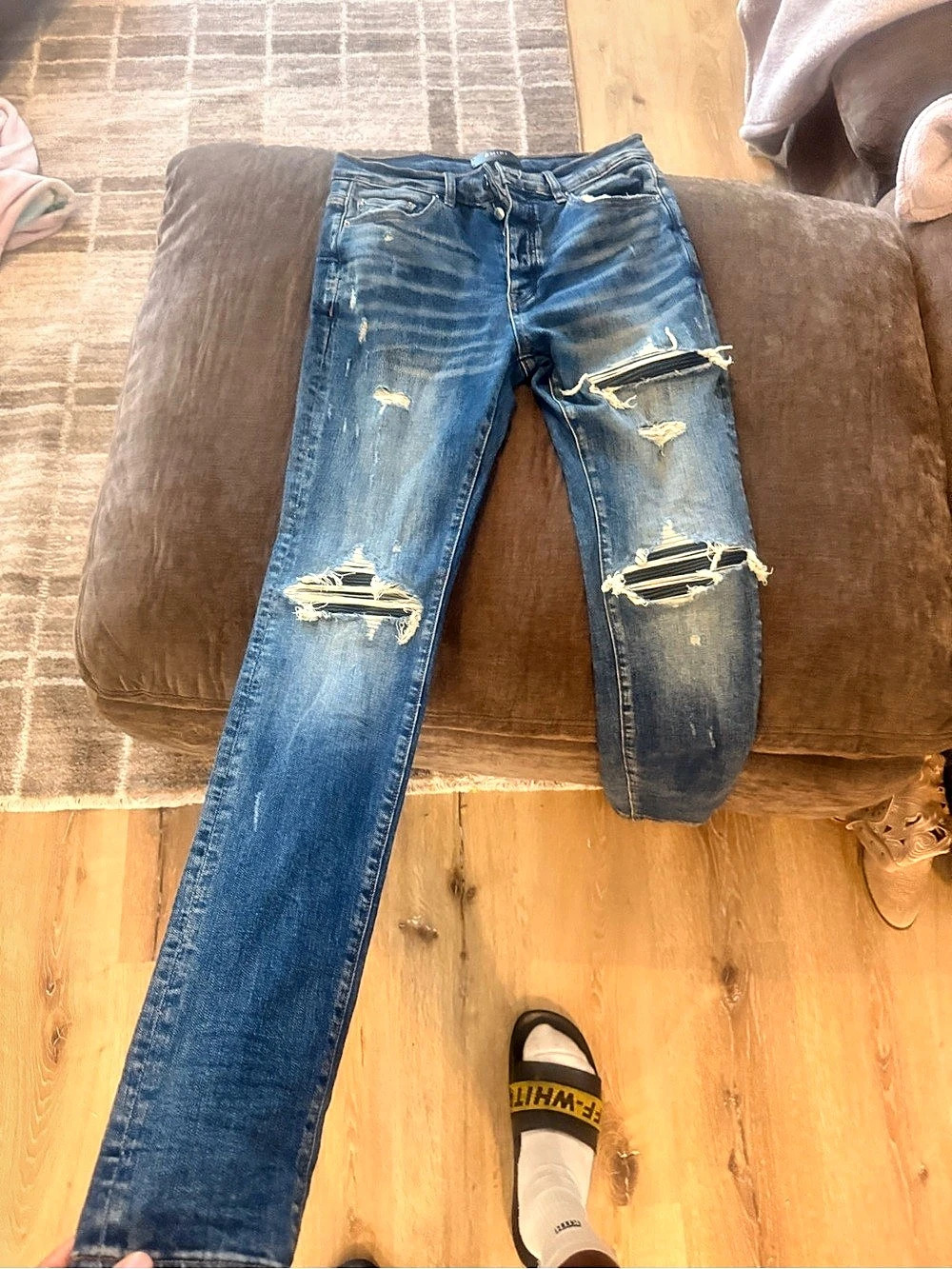 AMIRI MX1 Jeans Men's Distressed Skinny Jeans Waist 31 Blue
